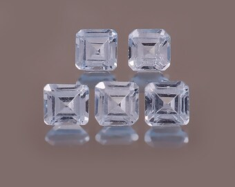 Lab Grown Sky Blue Topaz Sapphire Asscher Shape Cut Faceted Loose Gemstone Jewelry Making Wholesale Lot ( 3MM To 20MM )