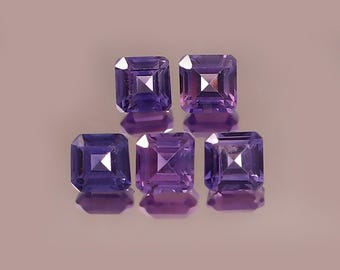 Lab Grown Purple Sapphire Asscher Shape Cut Faceted Loose Gemstone Jewelry Making Wholesale Lot ( 3MM To 20MM )