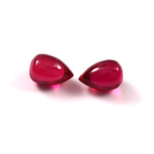 Lab Grown Ruby Smooth Drops, Teardrop Shape Loose Gemstone (4x6MM-15x20MM)