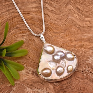 Natural Pearl Blister Pendant , 925 Sterling Silver Handmade Pendant ,Pearl Necklace, Statement Pendant ,Gemstone Pendant Gift For Her