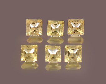 Lab Grown Light Yellow Sapphire Square Princess Cut Faceted Loose Gemstone Jewelry Making Wholesale Lot ( 2MM To 20MM )