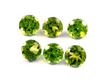 Peridoto natural AAA: Piedra suelta redonda facetada de color verde oliva (1-12 mm)