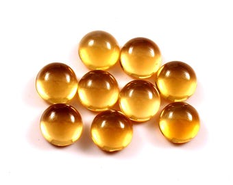 AAA Natural Citrine Cabochon: Round Flatback Loose Gemstone, Jewelry Making