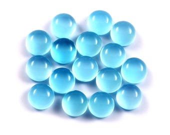 AAA Aqua Chalcedony Cabochon, Round Flatback Gemstone (1-30MM)