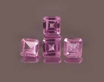 Lab Grown Pink Sapphire Asscher Shape Cut Faceted Loose Gemstone Jewelry Making Wholesale Lot ( 3MM To 20MM )