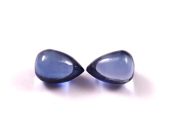 Lab Grown Blue Sapphire Smooth Drops, Teardrop Shape Loose Gemstone (4x6MM-15x20MM)