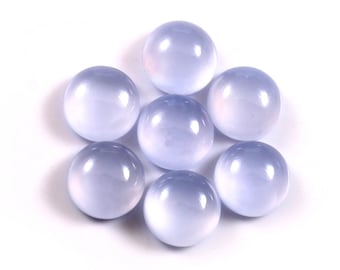 Cabujón de calcedonia azul AAA, piedra preciosa redonda de espalda plana (1-30 mm)