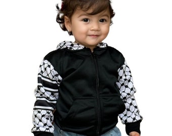 Hoodie voor baby's, peuters en kinderen met Kufiya-patroon en rits