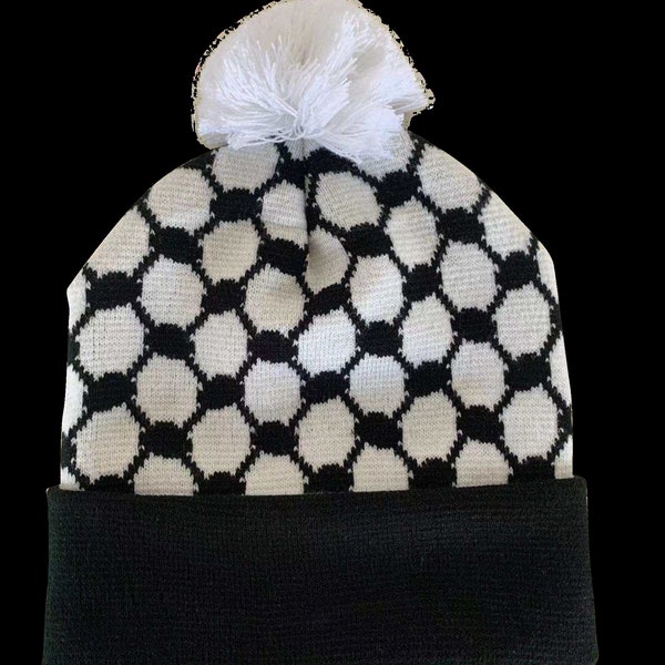 Palestinian Kids Beenie Kufiya Design with white Pom