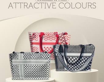 Keffiyeh-Inspired Tote Bag – Stylish, Functional & Available in 3 Colors