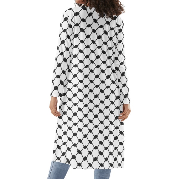 Cardigan léger à manches longues et motif Kufiya pour femme