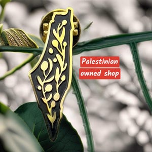 Palästina Karte Pin - Schwarz und Gold Olivenbaum Design