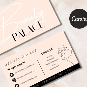 Beauty Specialist Business Card Template, Instant Download, Printable Business Card, DIY Custom Template, Salon Hair Makeup Lashes Nails