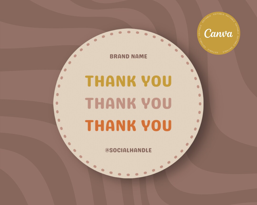 Minimal Thank You Sticker Template, Editable Small Business Thank You ...