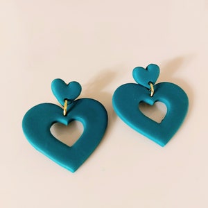 LOVE HEART Earrings. Lavender, Mint, Pale Pink, Beige, Red, Emerald, Black. Stainless Steel. Made in Finland. zdjęcie 3