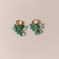 HALLE LOLLY Jungle Green. Huggie Earrings. Stainless Steel. Silvery and Golden. Wild Green Glass Beads. product logo