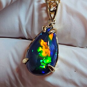 Genuine Black Opal Pendent, Pear Shape Black Opal Pendent For Girls, Handmade Opal Pendent, Gift For Wife, Birthstone Pendent, Gift For Her image 5