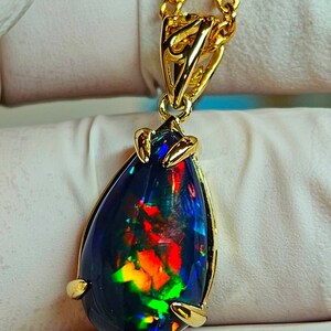 Genuine Black Opal Pendent, Pear Shape Black Opal Pendent For Girls, Handmade Opal Pendent, Gift For Wife, Birthstone Pendent, Gift For Her image 8