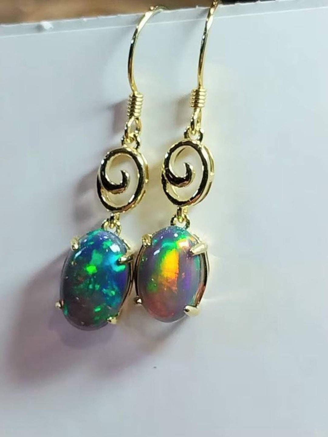 Natural Black Opal Earrings, 925 Sterling Silver Black Opal Earrings ...