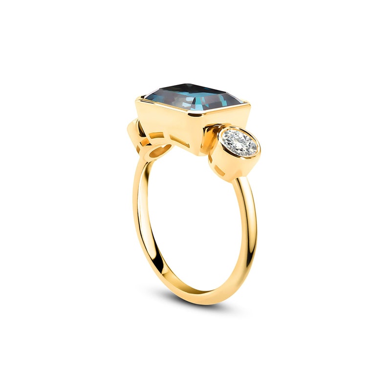 Rectangular London Blue Topaz Ring, London Blue Topaz Emerald Cut Ring, Gift For Wife & Girlfriend, December Birthstone Ring, Gift For Her image 7