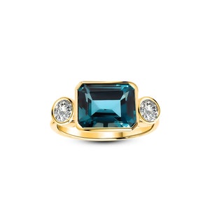 Rectangular London Blue Topaz Ring, London Blue Topaz Emerald Cut Ring, Gift For Wife & Girlfriend, December Birthstone Ring, Gift For Her image 8