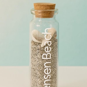 Custom Beach Sand Memory Bottle | Personalized Sand Keepsake with Cork Top | Vacation Souvenir |