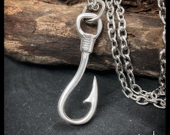 celtic fish hook Fish Hook Necklace 925 Sterling Silver Celtic Knot Fishing Hook Necklace  for Men Women