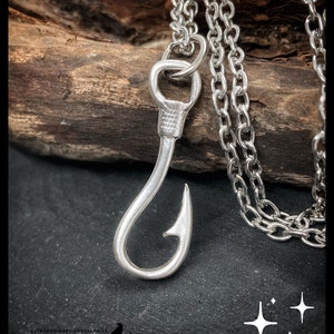 Handmade Sterling Silver Plated Fish Hook Necklace