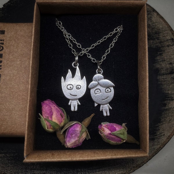 Fireboy And Watergirl Necklace | BFF Necklace | Unisex Cosplay Necklace | For Girlfriend Gift | Matching Necklace | Boy friend Gift