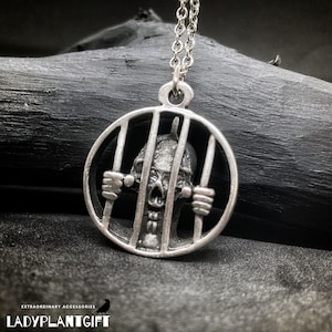 Handmade Gothic Skeleton Dungeon Necklace: Sterling Silver Skull Pendant