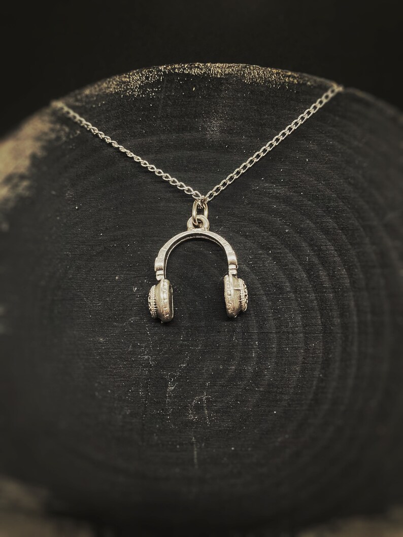 Headphone Pendant Tiny Cute Headphone Necklace Silver Headphones