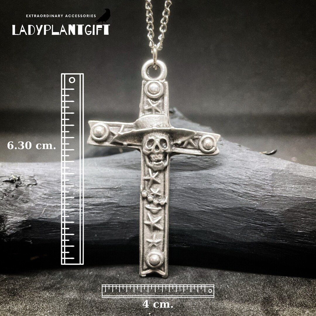 Collana Gotica Con Ciondolo Teschio E Croce Per Uomo - Stile Punk Rock, Metallo Ipoallergenico, Regalo Ideale