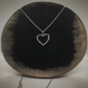 Barbed Love Heart Silver Necklace | Gothic Alternative | Barbed Wire Necklace | Gothic Necklace | Silver Vampire Heart Thorns
