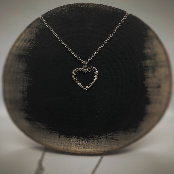 Barbed Love Heart Silver Necklace | Gothic Alternative | Barbed Wire Necklace | Gothic Necklace | Silver Vampire Heart Thorns