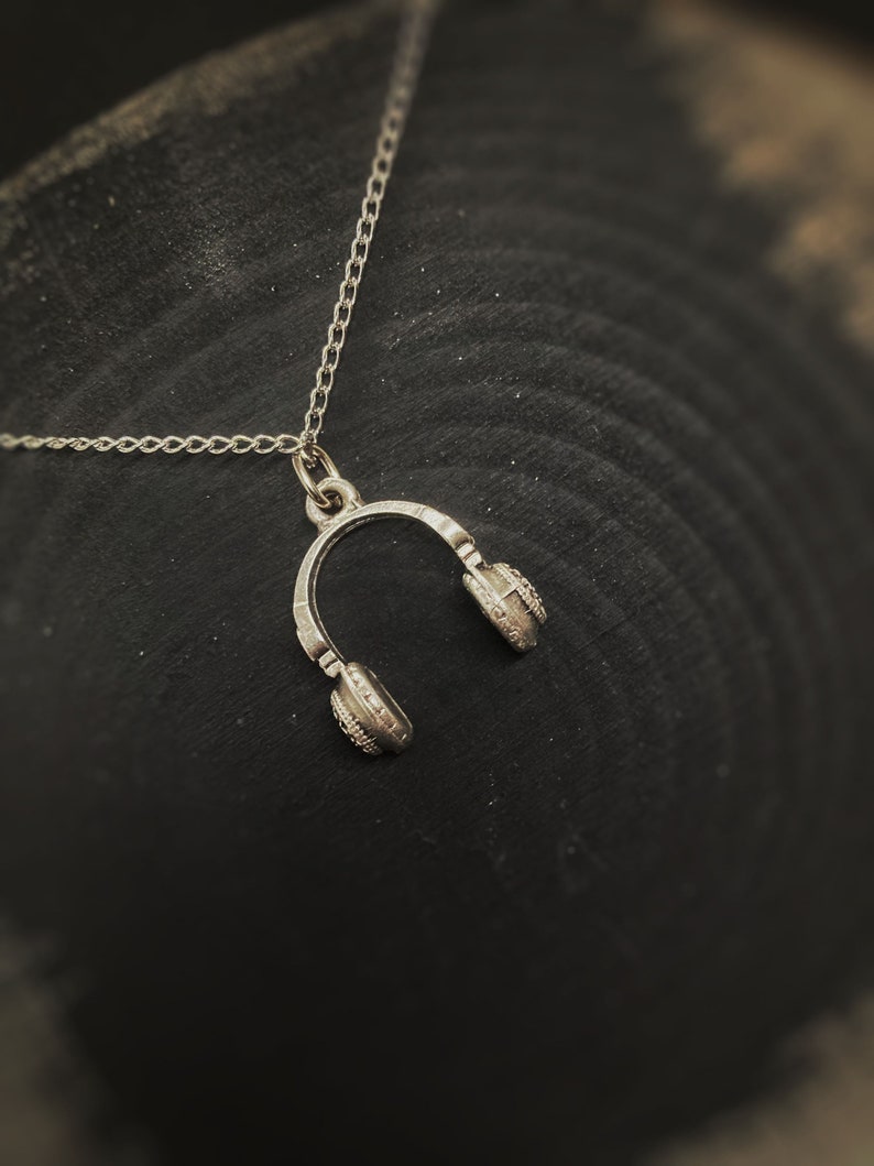 Headphone Pendant Tiny Cute Headphone Necklace Silver Headphones