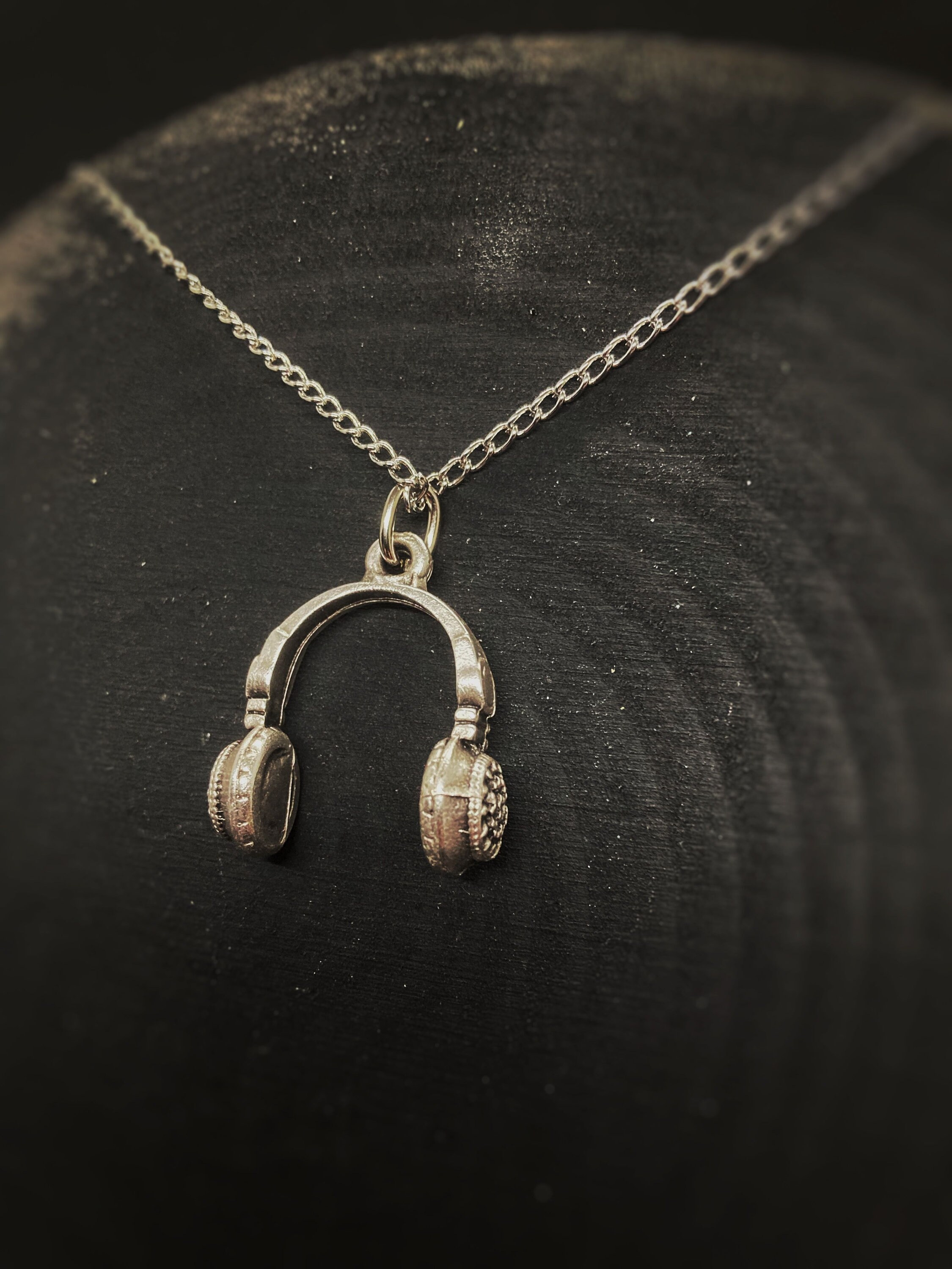 Headphone Pendant Tiny Cute Headphone Necklace Silver Headphones