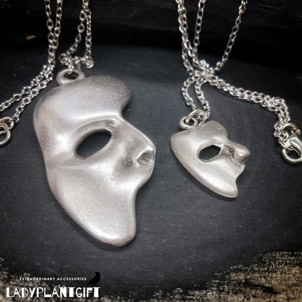 Mask Necklace, Phantom of the Opera Masquerade Mask Pendant, Handmade Necklace, Face Necklace, Face Jewelry, Mask Jewelry