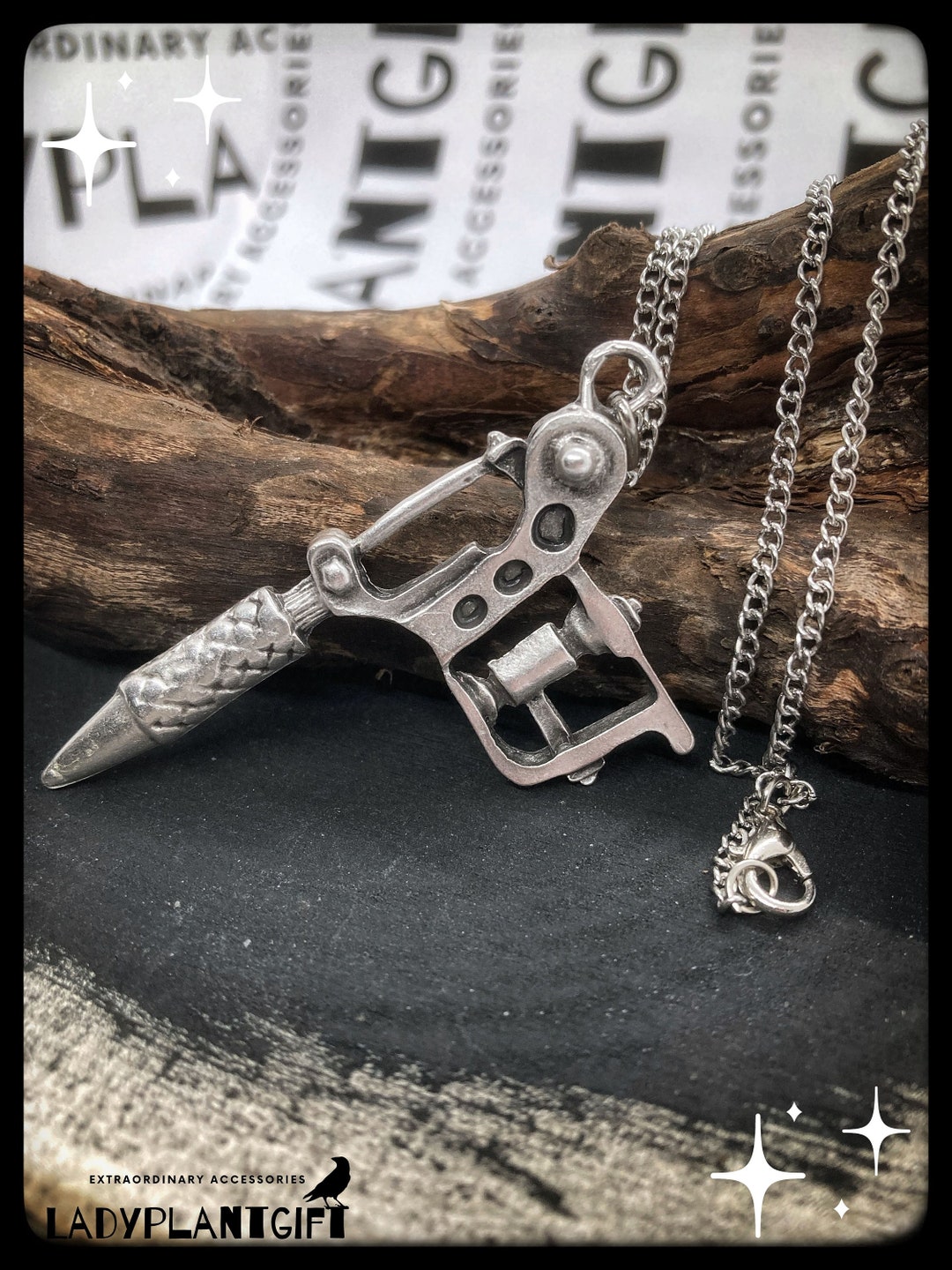 Tattoo Machine Necklace Tattoo Machine Gun Silver Plated Necklace Etsy