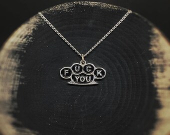 Sterling Silver Plated Funny Slogan Necklace: Handmade Dainty Pendant