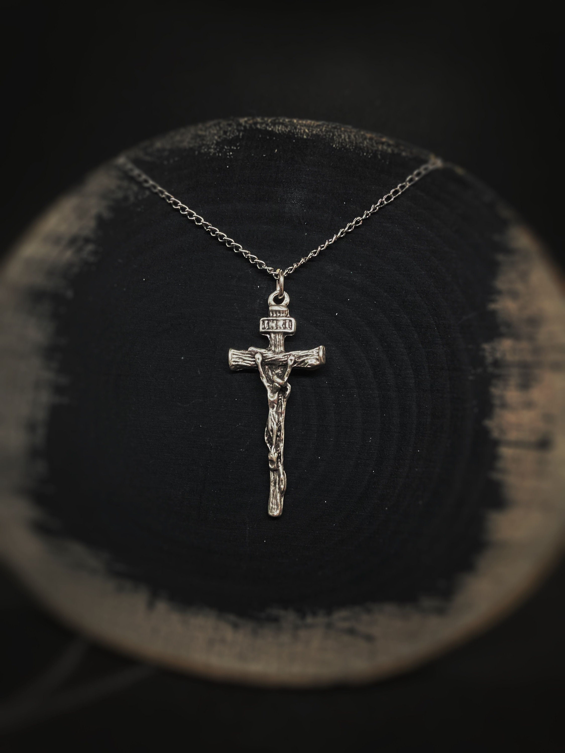 Sterling Silver Jesus Crucifix Pendant: Dainty Cross Necklace