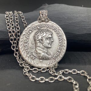 Roman Empire Charm, antike Halskette, alte römische Kaiser Münze Unisex Halskette, Denar Münze, doppelseitige Halskette, römische Münze Charm