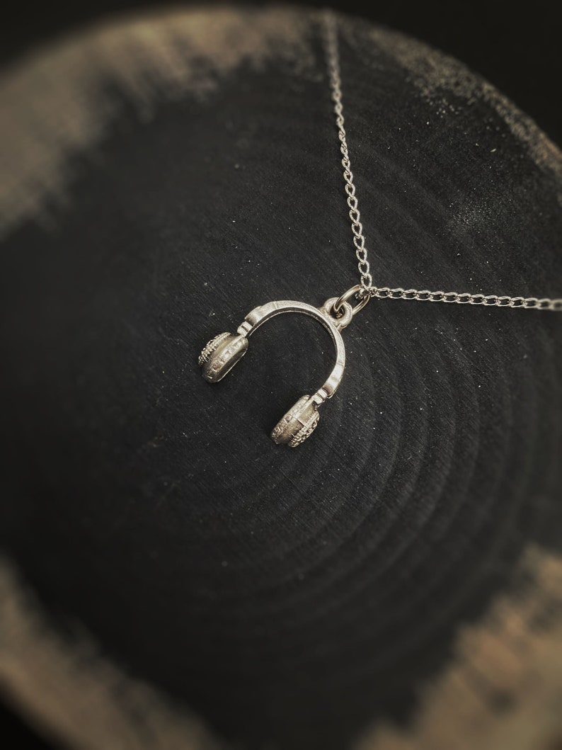 Headphone Pendant Tiny Cute Headphone Necklace Silver Headphones