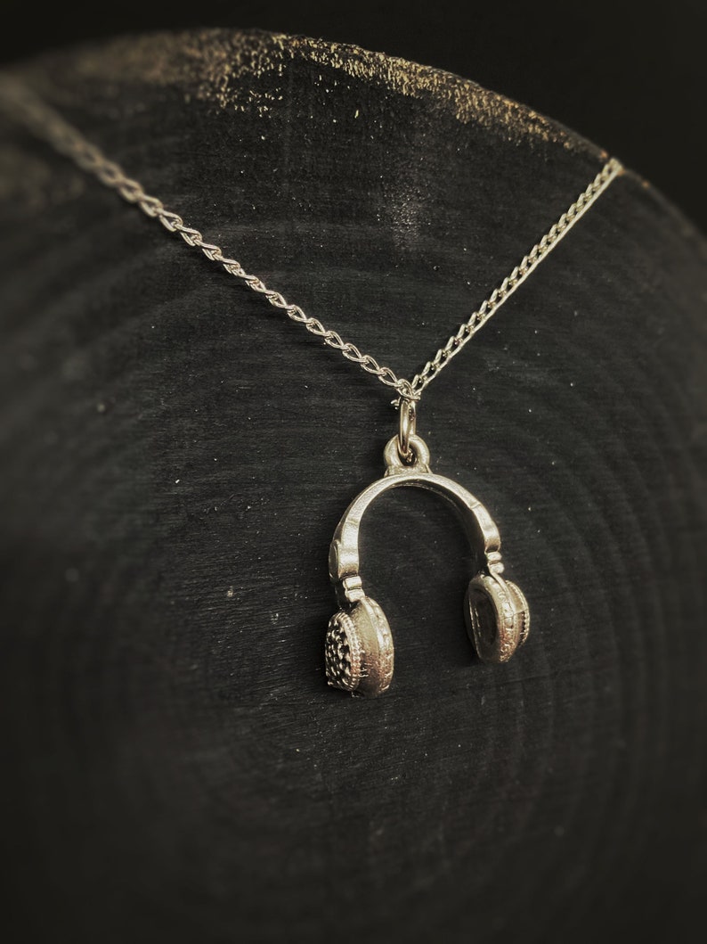 Headphone Pendant Tiny Cute Headphone Necklace Silver Headphones