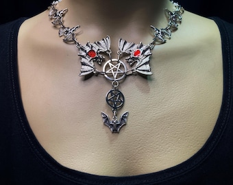 Dark Romance: Gothic Bat Necklace & Choker - Unique Valentine's Gift for Gothic Lovers!