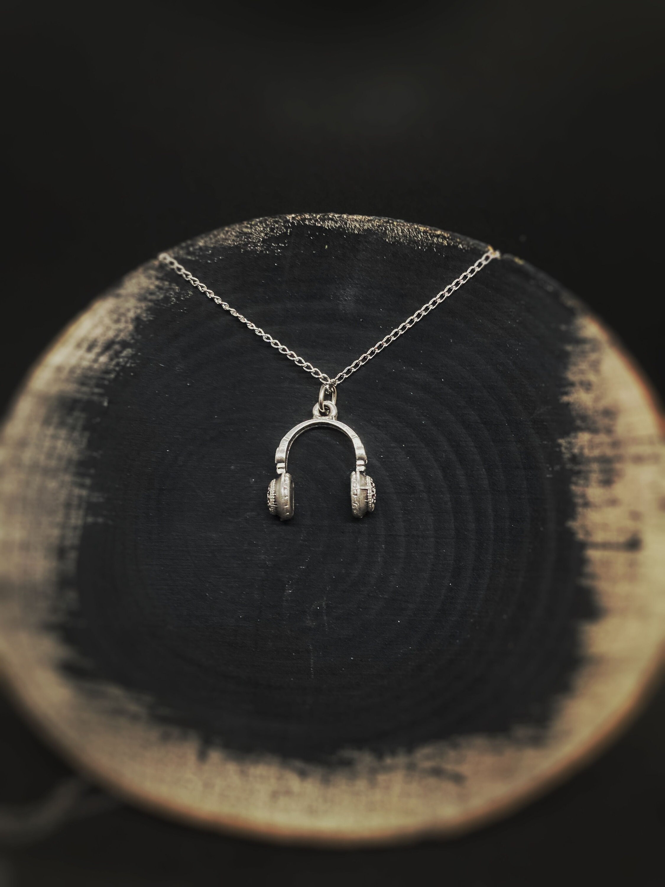 Headphone Pendant Tiny Cute Headphone Necklace Silver Headphones