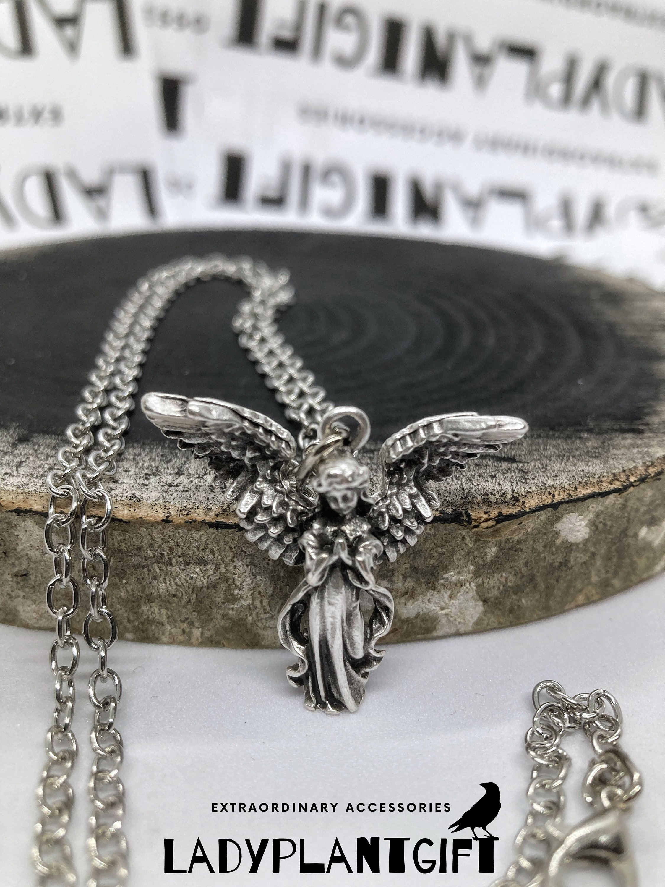 Buy Handmade Sterling Silver Cherub Necklace: Angel Wing Charm