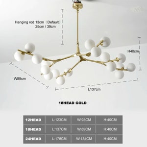 Creative Branch Arm Chandelier 12/18/24 Molecular Balls Light Fixtures Slanted Ceiling, Remodel For Living Room Office Bedroom Dining Room zdjęcie 4