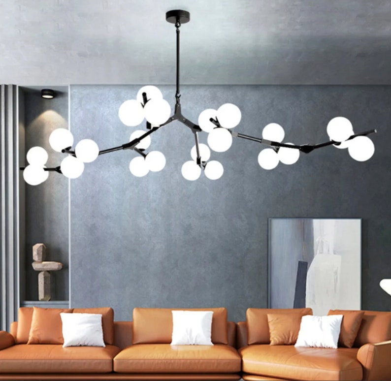 Creative Branch Arm Chandelier 12/18/24 Molecular Balls Light Fixtures Slanted Ceiling, Remodel For Living Room Office Bedroom Dining Room image 2