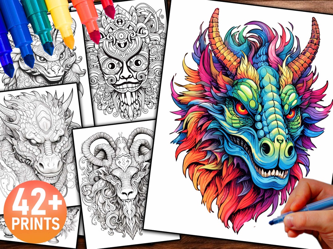 42 Fantasy Creatures Coloring Pages, Coloring Page Book, Printable ...