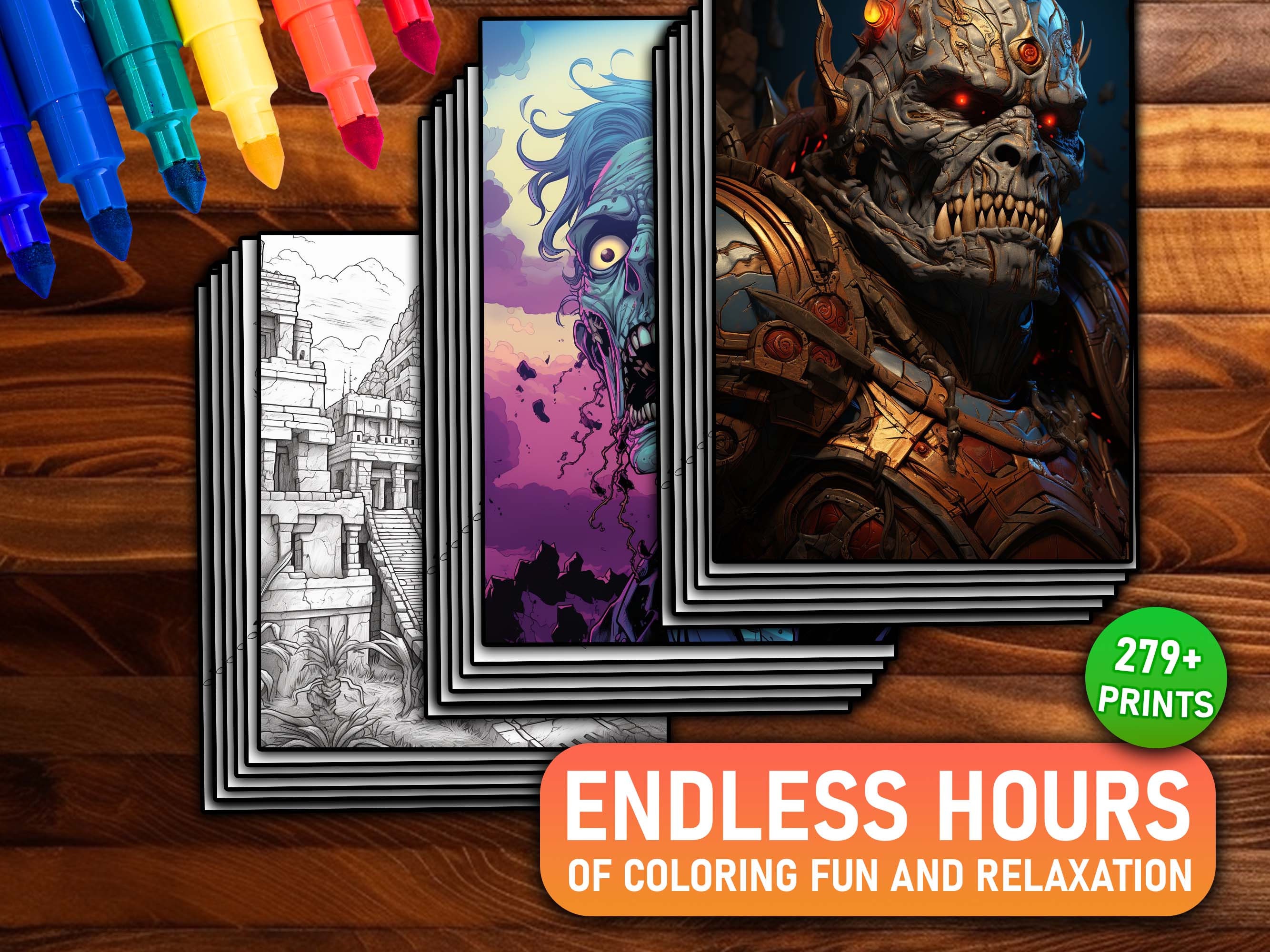 269 Fantasy Adult Coloring Page Book Bundle, Fantasy Coloring Pages, Printable Coloring Page ...